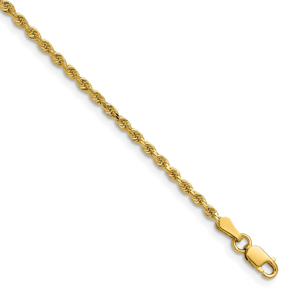 14K Yellow Gold 2mm Diamond-Cut Rope with Lobster Clasp Chain Necklace 16"-36"