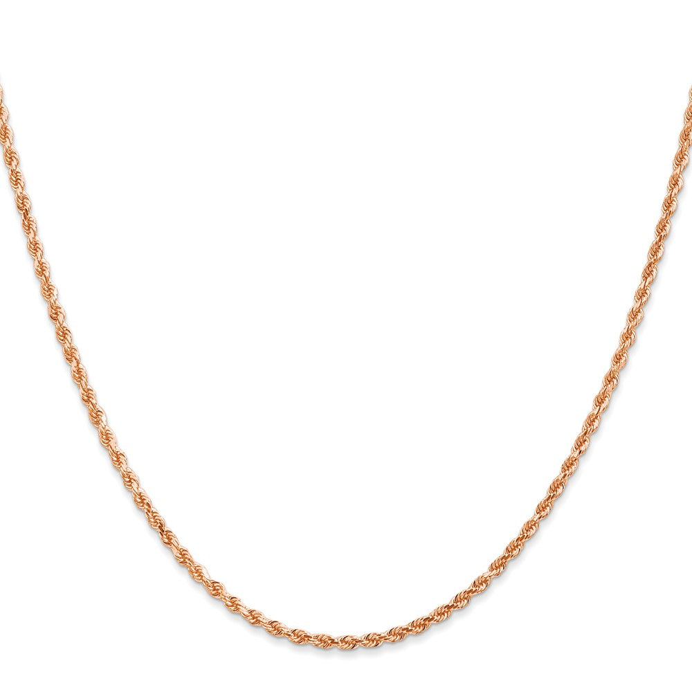 14K Rose Gold 2mm Diamond-Cut Rope with Lobster Clasp Chain Necklace 20"-24" - Product Photo