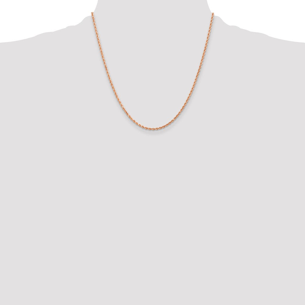 14K Rose Gold 2mm Diamond-Cut Rope with Lobster Clasp Chain Necklace 20"-24" - Product Photo