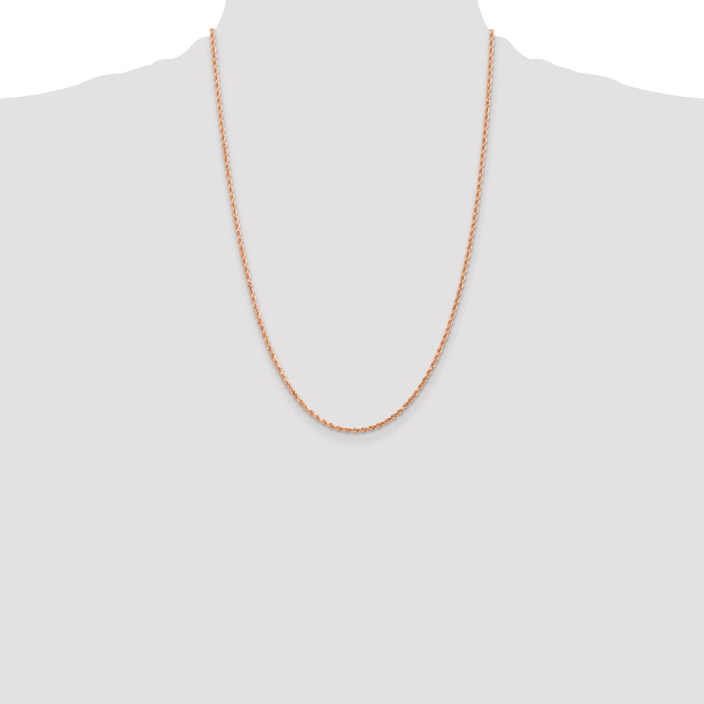 14K Rose Gold 2mm Diamond-Cut Rope with Lobster Clasp Chain Necklace 20"-24" - Product Photo