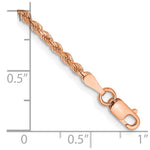 14K Rose Gold 2mm Diamond-Cut Rope Chain Anklet Bracelet 8"-10" - Product Photo