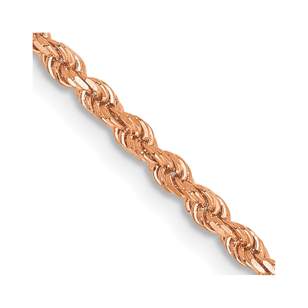 14K Rose Gold 2mm Diamond-Cut Rope with Lobster Clasp Chain Necklace 20"-24" - Product Photo