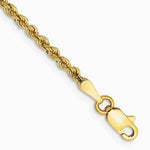 14K Yellow Gold 2.25 mm Solid Rope Chain Anklet Bracelet 7"-10" - Product Photo