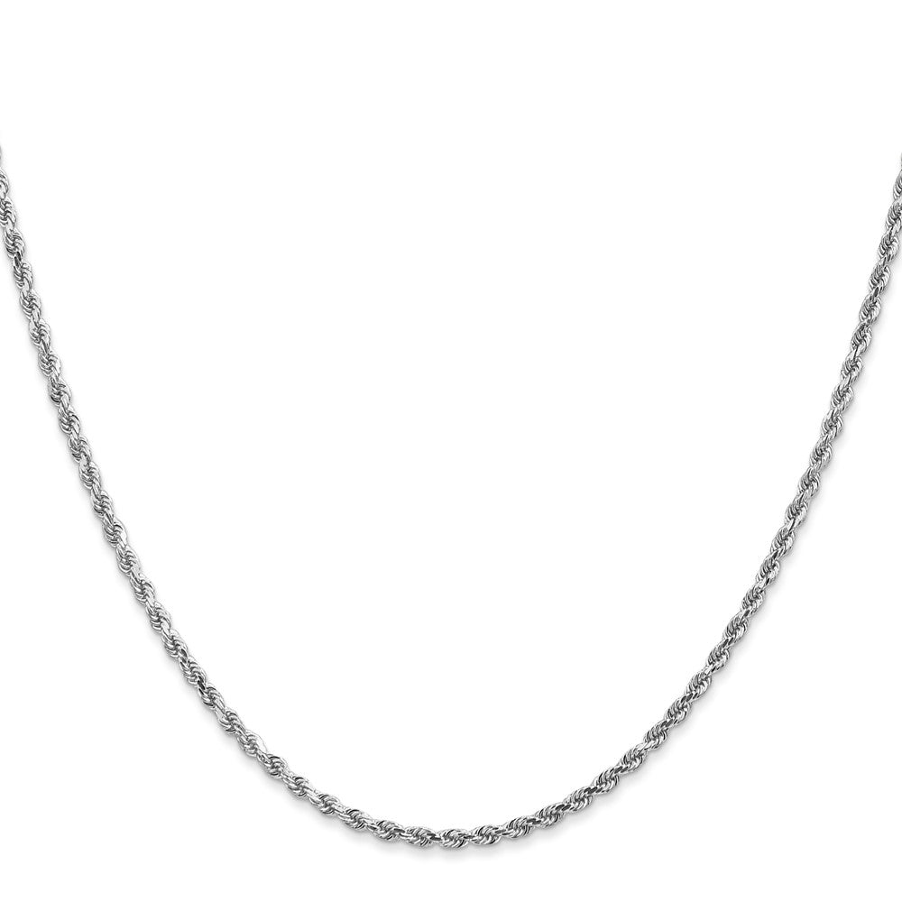 10K White Gold 2mm Diamond-cut Rope Chain Necklace 16"-30" - Product Photo