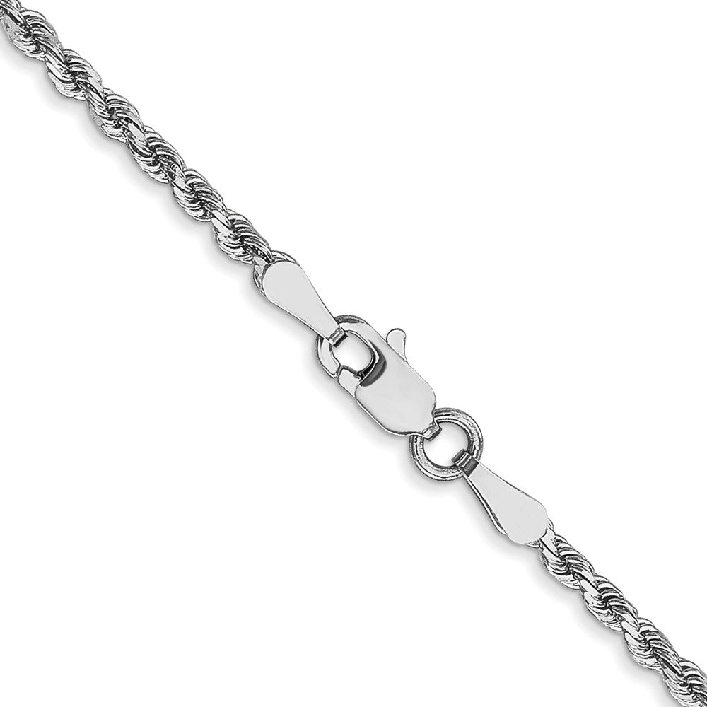 10K White Gold 2mm Diamond-cut Rope Chain Necklace 16"-30" - Product Photo