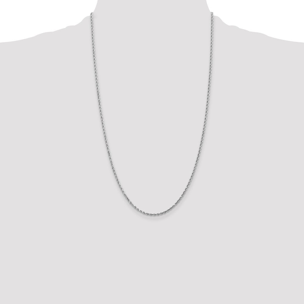10K White Gold 2mm Diamond-cut Rope Chain Necklace 16"-30" - Product Photo