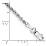 10K White Gold 2mm Diamond-cut Rope Chain Bracelet 7"-10" - Product Photo