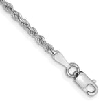 10K White Gold 2mm Diamond-cut Rope Chain Bracelet 7"-10" - Product Photo