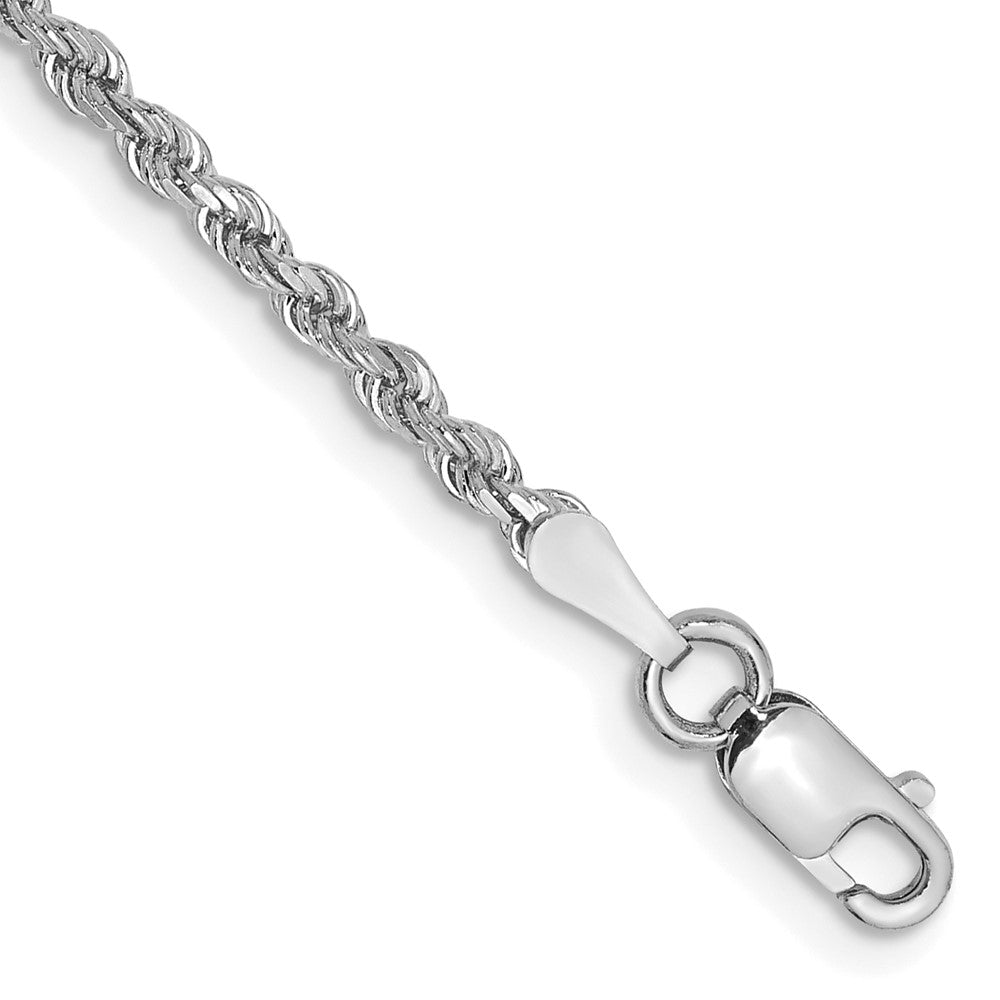10K White Gold 2mm Diamond-cut Rope Chain Bracelet 7"-10"