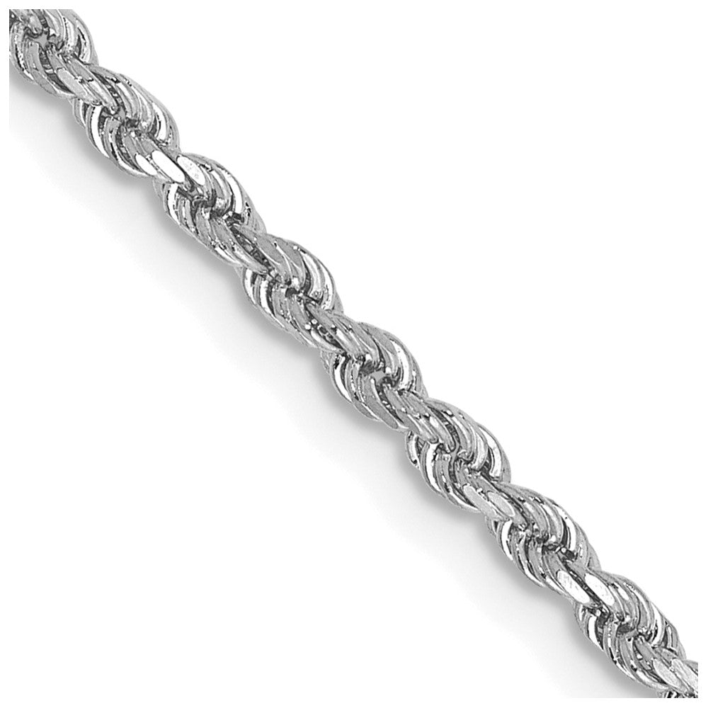 10K White Gold 2mm Diamond-cut Rope Chain Necklace 16"-30"