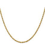 14K Yellow Gold 2.25mm D/C Rope with Lobster Clasp Chain Necklace 16"-30" - Product Photo