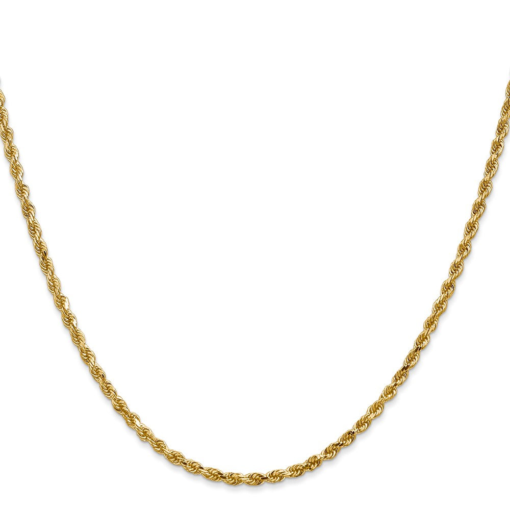 14K Yellow Gold 2.25mm D/C Rope with Lobster Clasp Chain Necklace 16"-30" - Product Photo