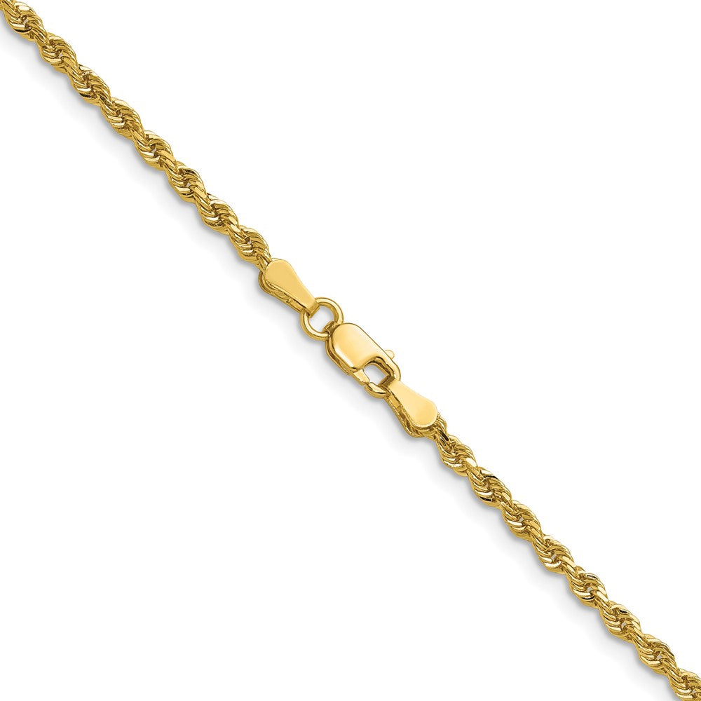 14K Yellow Gold 2.25mm D/C Rope with Lobster Clasp Chain Necklace 16"-30" - Product Photo