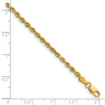 14K Yellow Gold 2.25mm D/C Rope with Lobster Clasp Chain Necklace 16"-30" - Product Photo