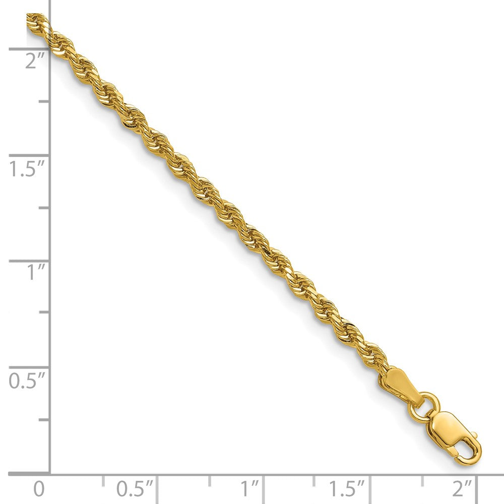 14K Yellow Gold 2.25mm D/C Rope with Lobster Clasp Chain Necklace 16"-30" - Product Photo