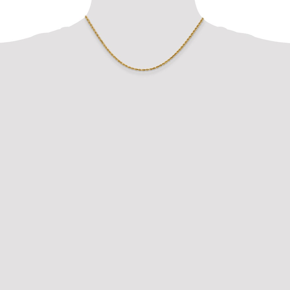 14K Yellow Gold 2.25mm D/C Rope with Lobster Clasp Chain Necklace 16"-30" - Product Photo
