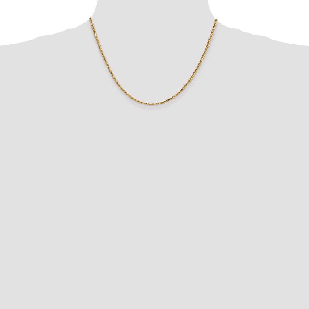 14K Yellow Gold 2.25mm D/C Rope with Lobster Clasp Chain Necklace 16"-30" - Product Photo