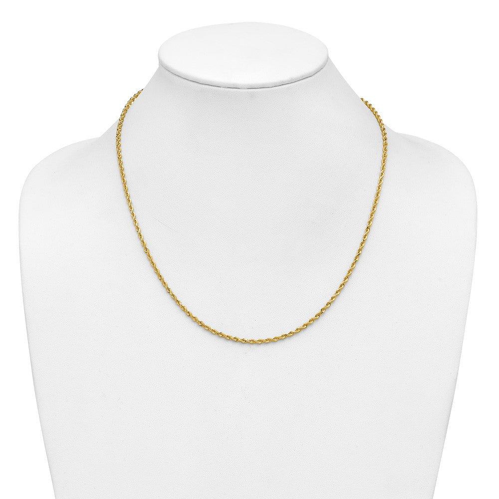 14K Yellow Gold 2.25mm D/C Rope with Lobster Clasp Chain Necklace 16"-30" - Product Photo