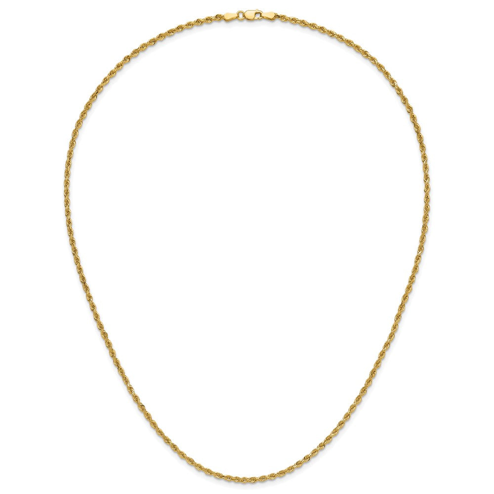 14K Yellow Gold 2.25mm D/C Rope with Lobster Clasp Chain Necklace 16"-30" - Product Photo