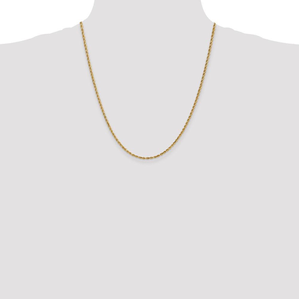 14K Yellow Gold 2.25mm D/C Rope with Lobster Clasp Chain Necklace 16"-30" - Product Photo