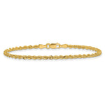 14K Yellow Gold 2.25mm Diamond-cut Rope Chain Anklet Bracelet 7"-10" - Product Photo