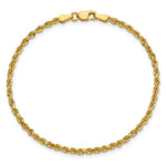 14K Yellow Gold 2.25mm Diamond-cut Rope Chain Anklet Bracelet 7"-10" - Product Photo