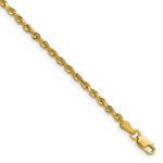 14K Yellow Gold 2.25mm D/C Rope with Lobster Clasp Chain Necklace 16"-30" - Product Photo