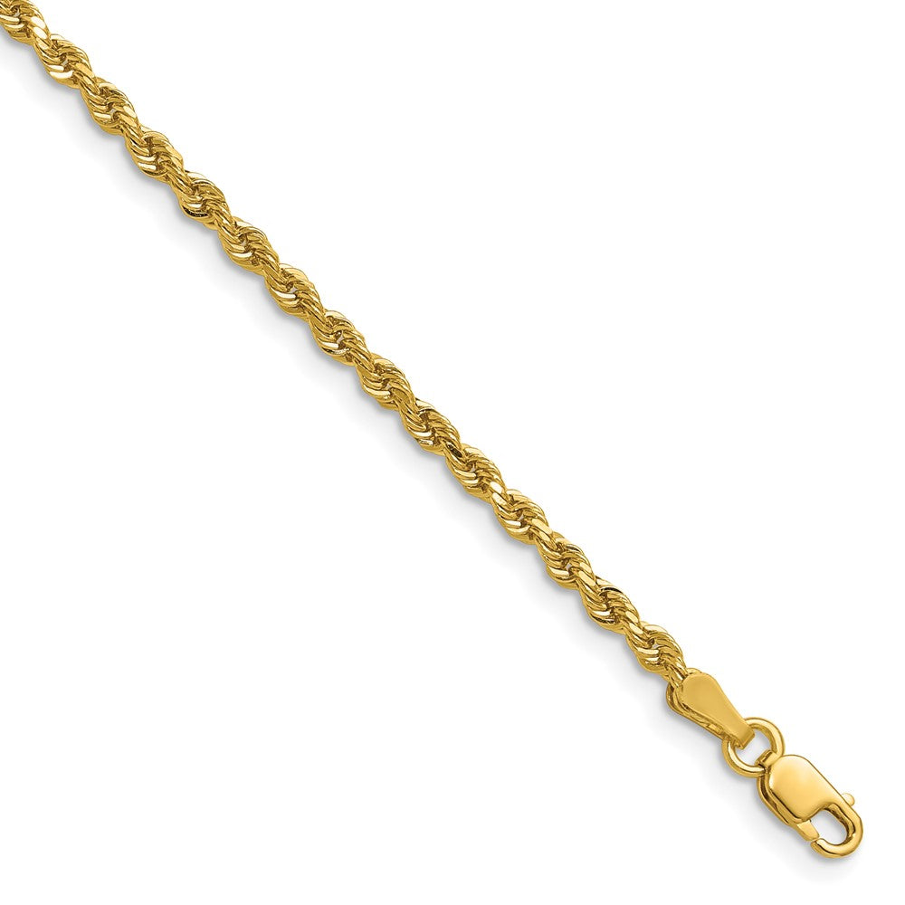 14K Yellow Gold 2.25mm Diamond-cut Rope with Lobster Clasp Chain Necklace 16"-30"