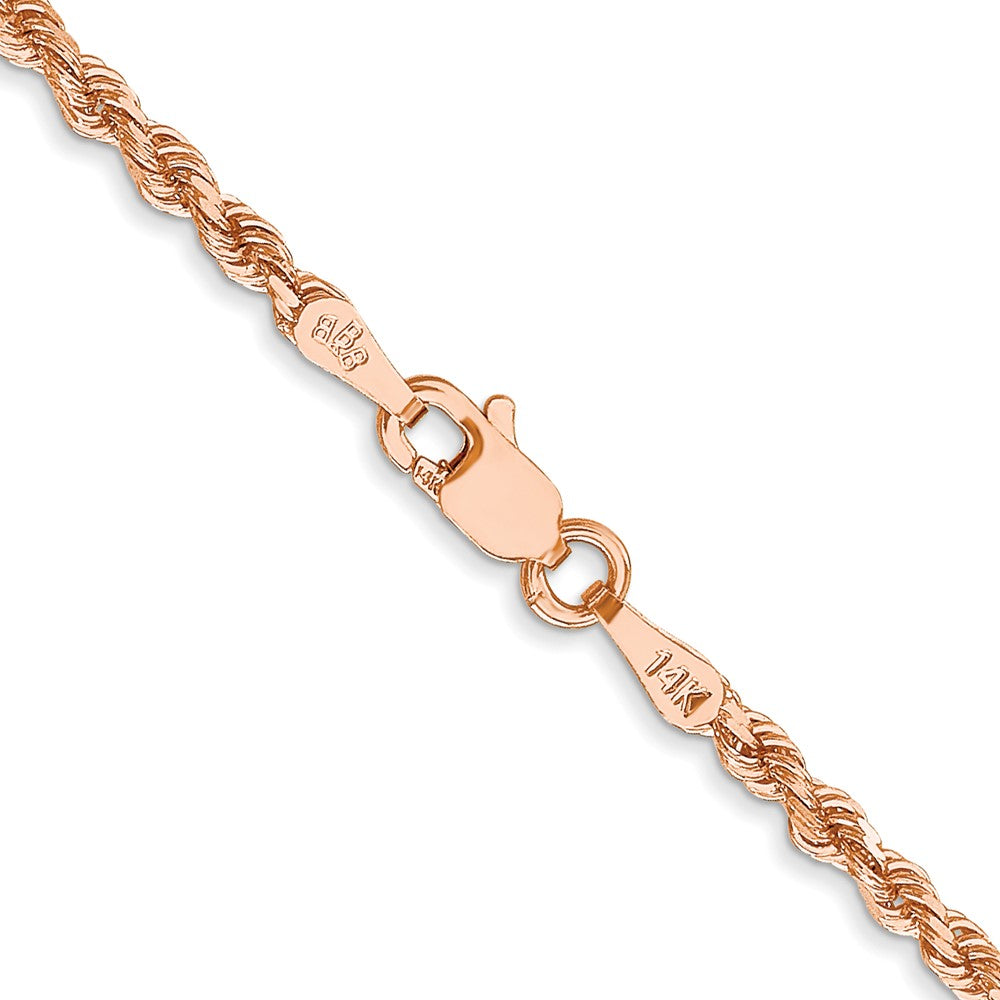 14K Rose Gold 2.25mm Diamond-Cut Rope with Lobster Clasp Chain Necklace 18"-24" - Product Photo