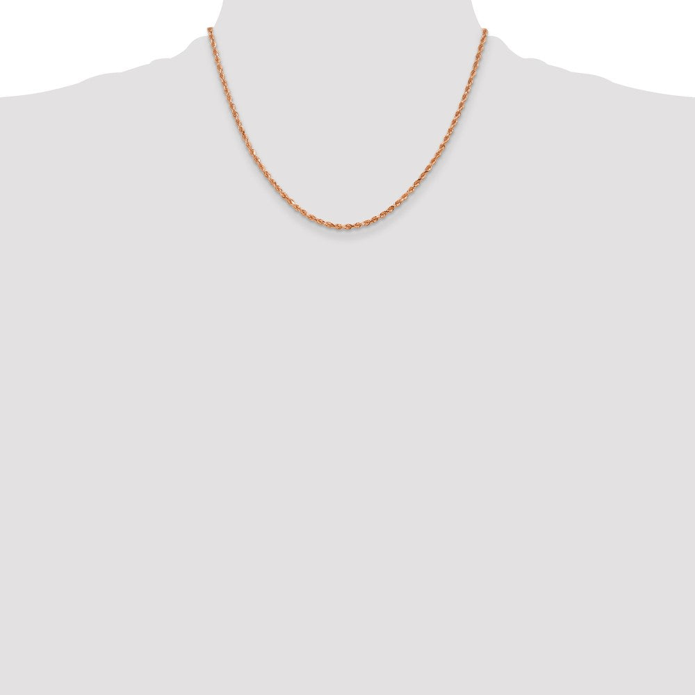 14K Rose Gold 2.25mm Diamond-Cut Rope with Lobster Clasp Chain Necklace 18"-24" - Product Photo