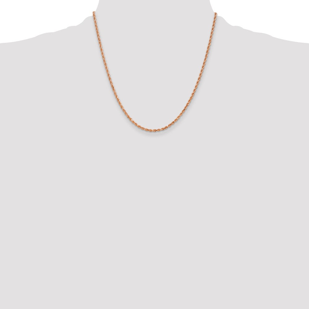 14K Rose Gold 2.25mm Diamond-Cut Rope with Lobster Clasp Chain Necklace 18"-24" - Product Photo
