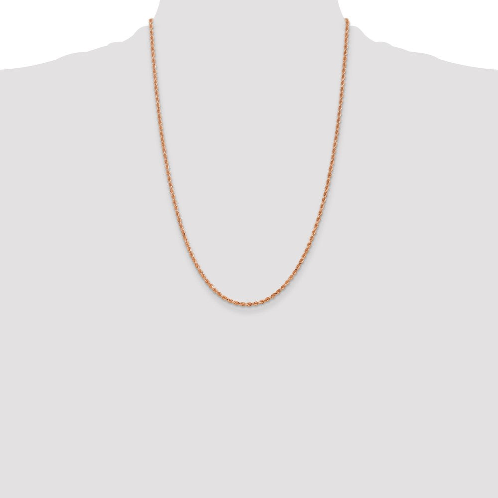 14K Rose Gold 2.25mm Diamond-Cut Rope with Lobster Clasp Chain Necklace 18"-24" - Product Photo