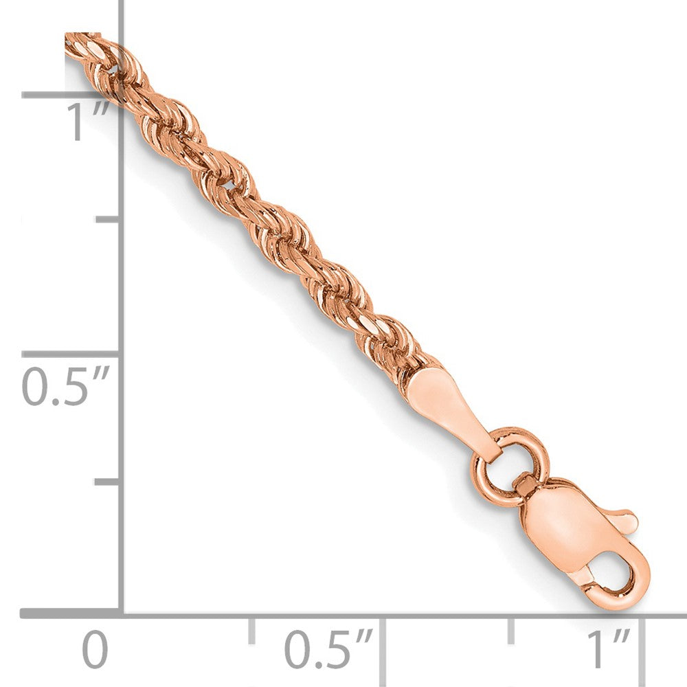 14K Rose Gold 2.25mm Diamond-Cut Rope with Lobster Clasp Chain Bracelet 7"-8" - Product Photo