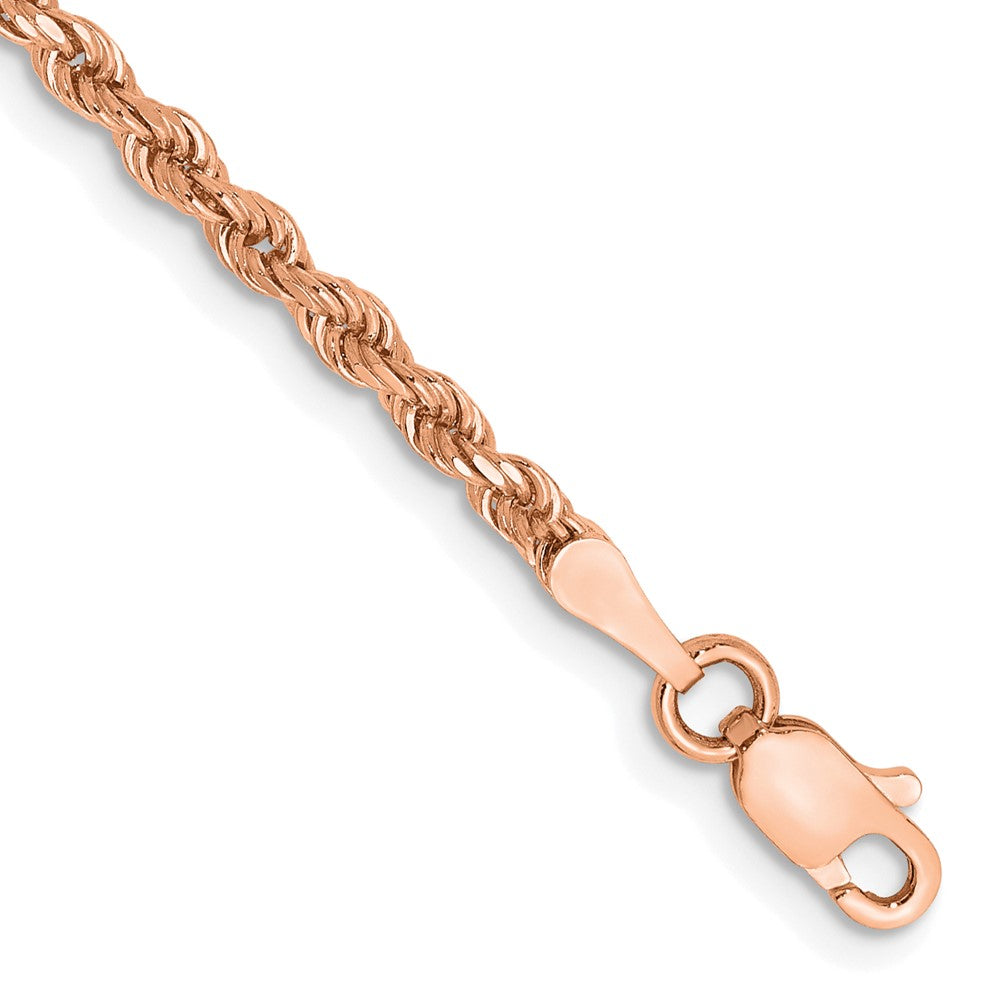 14K Rose Gold 2.25mm Diamond-Cut Rope with Lobster Clasp Chain Bracelet 7"-8"