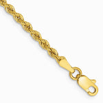 14K Yellow Gold 2.5 mm Solid Rope Chain Anklet Bracelet 7"-10" - Product Photo