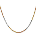 14K Tri-Color 2.5mm Diamond-Cut Rope Chain Necklace 18"-24" - Product Photo
