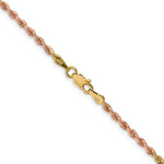 14K Tri-Color 2.5mm Diamond-Cut Rope Chain Necklace 18"-24" - Product Photo