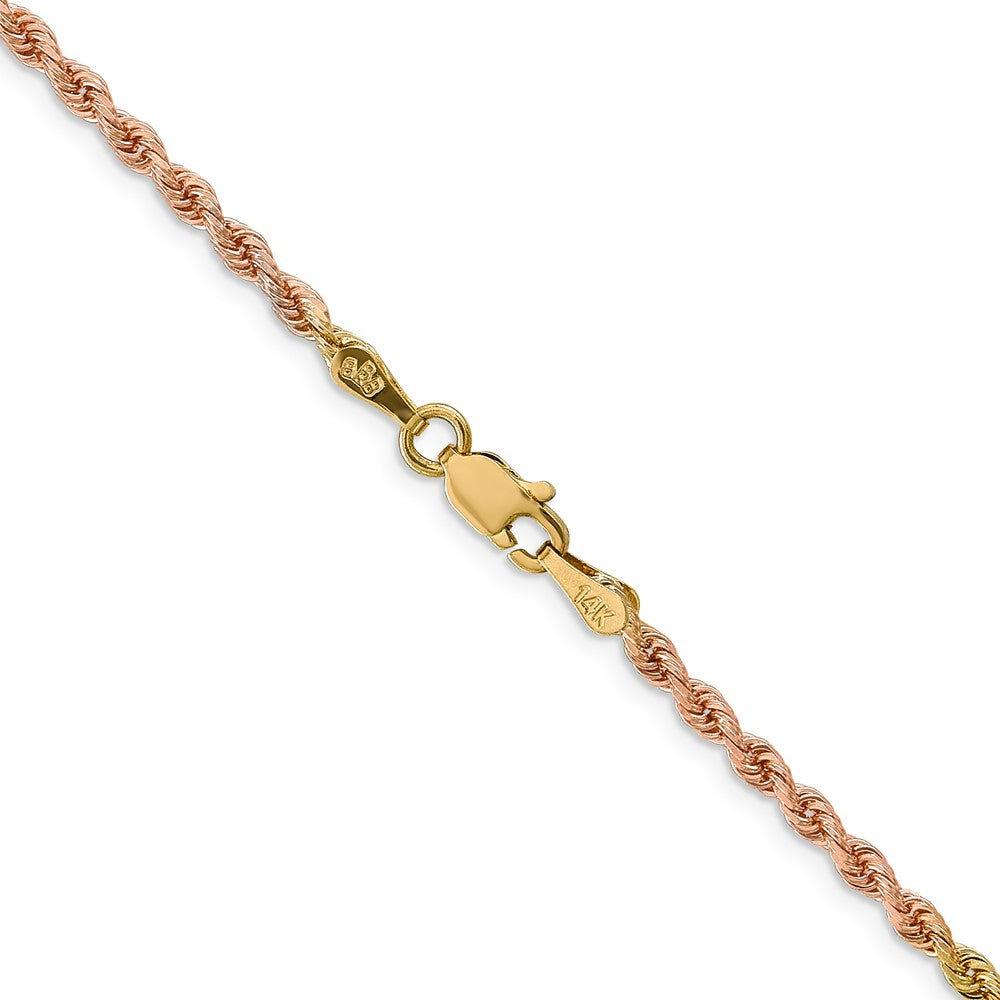14K Tri-Color 2.5mm Diamond-Cut Rope Chain Necklace 18"-24" - Product Photo