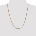 14K Tri-Color 2.5mm Diamond-Cut Rope Chain Necklace 18"-24" - Product Photo
