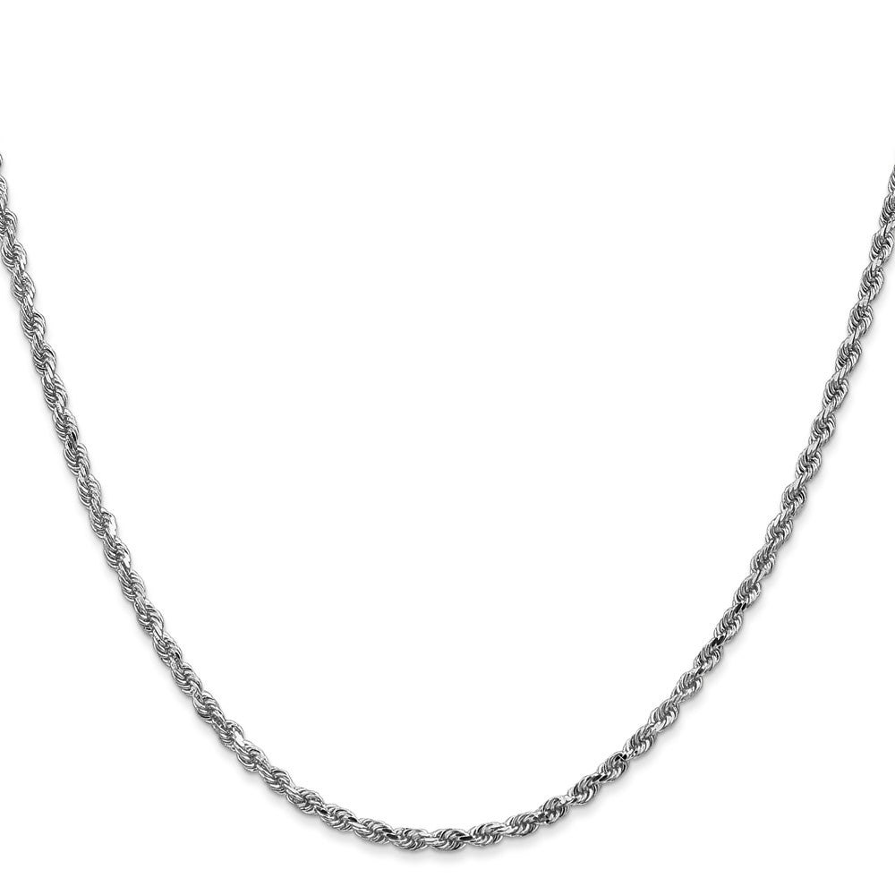 10K White Gold 2.25mm Diamond-cut Rope Chain Necklace 16"-26" - Product Photo
