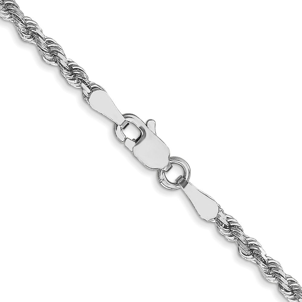14K White Gold 2.25mm Diamond-Cut Rope with Lobster Clasp Chain Necklace 16"-26" - Product Photo