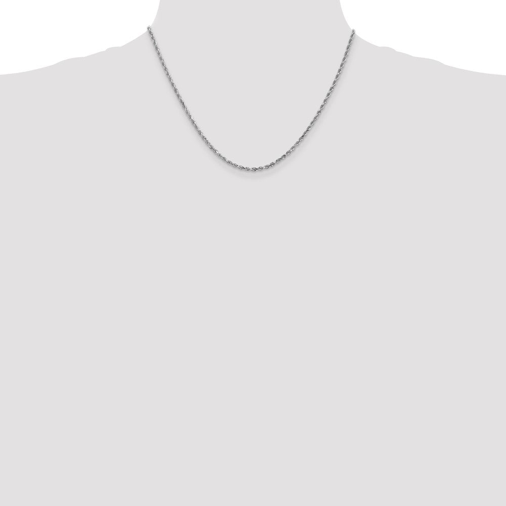 10K White Gold 2.25mm Diamond-cut Rope Chain Necklace 16"-26" - Product Photo