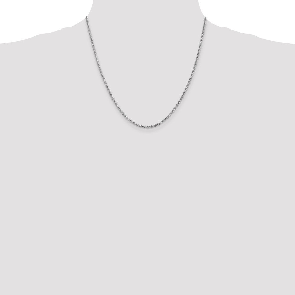 14K White Gold 2.25mm Diamond-Cut Rope with Lobster Clasp Chain Necklace 16"-26" - Product Photo