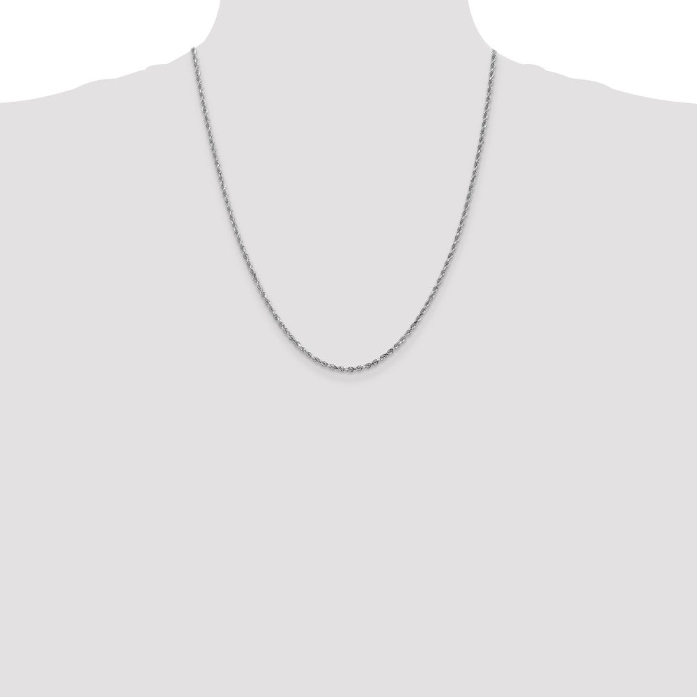 14K White Gold 2.25mm Diamond-Cut Rope with Lobster Clasp Chain Necklace 16"-26" - Product Photo