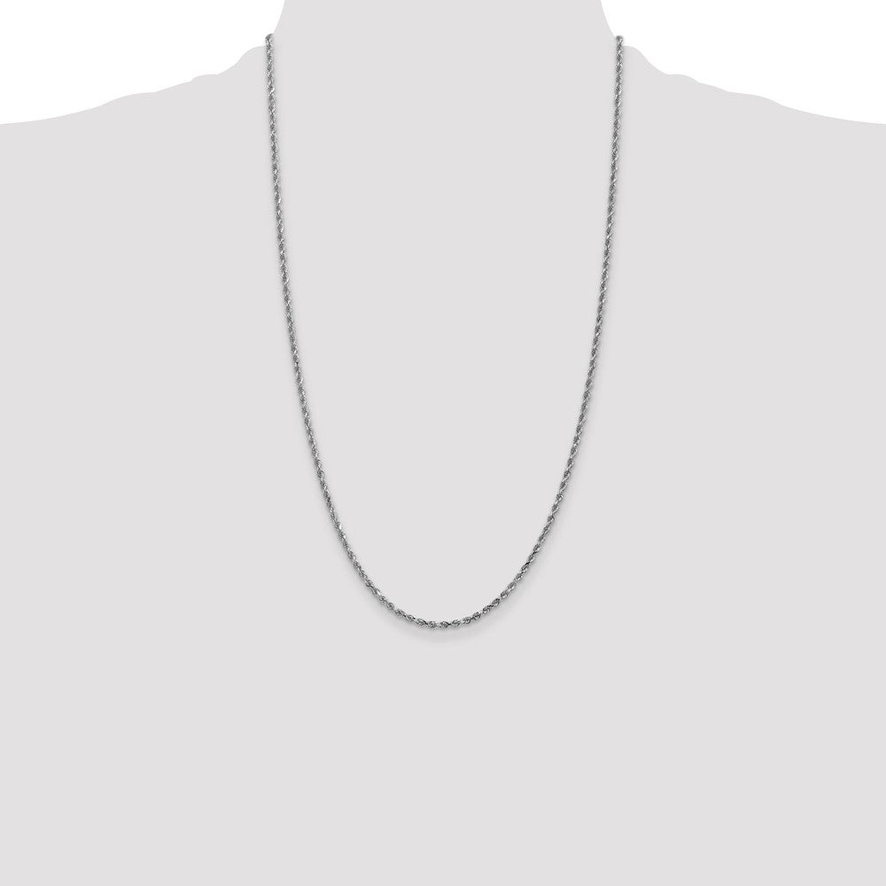 10K White Gold 2.25mm Diamond-cut Rope Chain Necklace 16"-26" - Product Photo