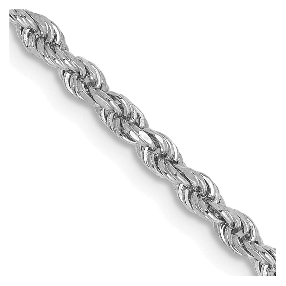 14K White Gold 2.25mm Diamond-Cut Rope with Lobster Clasp Chain Necklace 16"-26"