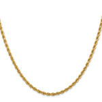 14K Yellow Gold 2.75mm D/C Rope with Lobster Clasp Chain Necklace 18"-30" - Product Photo
