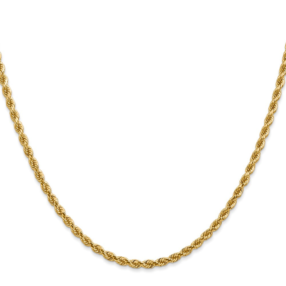 14K Yellow Gold 2.75mm D/C Rope with Lobster Clasp Chain Necklace 18"-30" - Product Photo