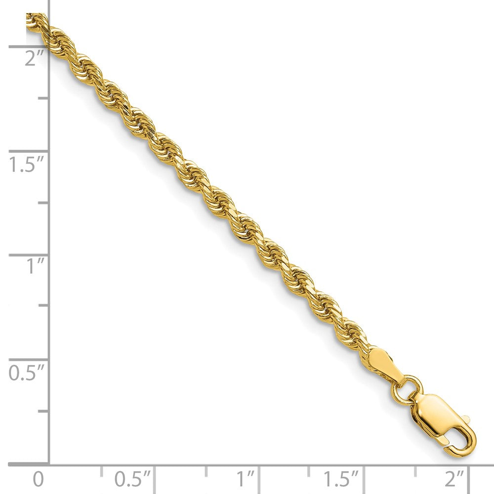 14K Yellow Gold 2.75mm D/C Rope with Lobster Clasp Chain Necklace 18"-30" - Product Photo