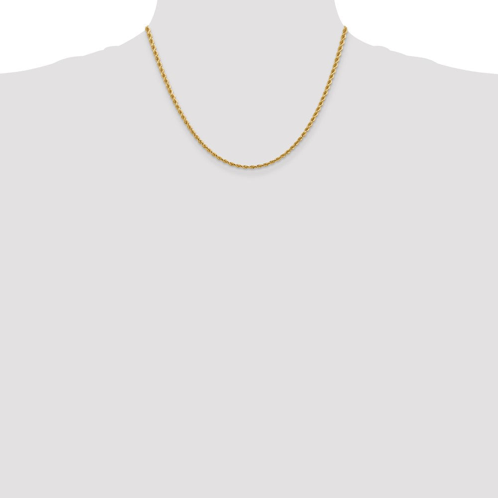 14K Yellow Gold 2.75mm D/C Rope with Lobster Clasp Chain Necklace 18"-30" - Product Photo